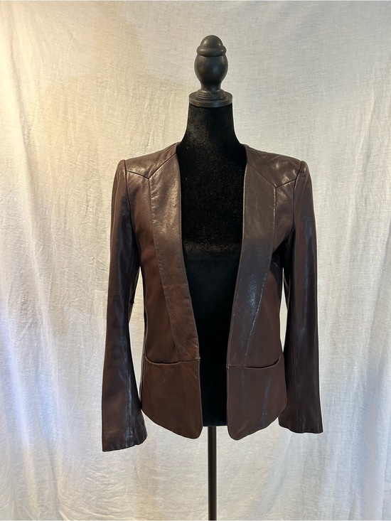 Theory Jackets & Blazers - Theory aubergine lamb skin leather blazer size 2